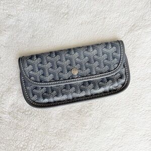 COPY Goyard Black Patterned Leather-Trim Clutch Wallet COPY